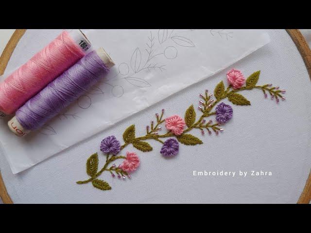 Amazing Sewing thread hand embroidery sleeve tutorial for beginners | embroidery with sewing thread