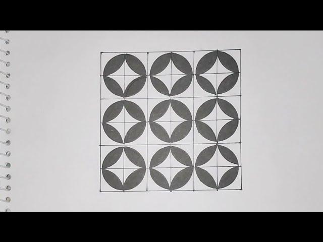 Very Easy Geometric Square Pattern Drawing Tutorial On Paper️‍️‍