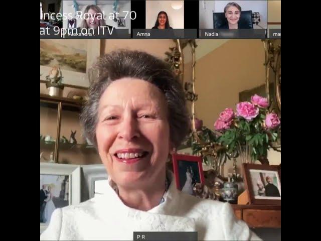 Princess Anne teaches Queen Elizabeth II how to use a video link