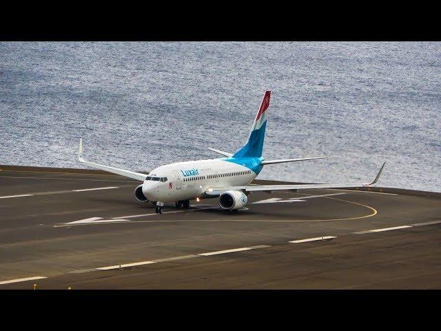 BEAUTIFUL LUXAIR BOEING 737 700 Landing and Takeoff At Madeira Airport 14 03 2020