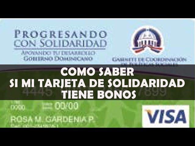 COMO SABER SI MI TARJETA DE SOLIDARIDAD TIENE BONOS