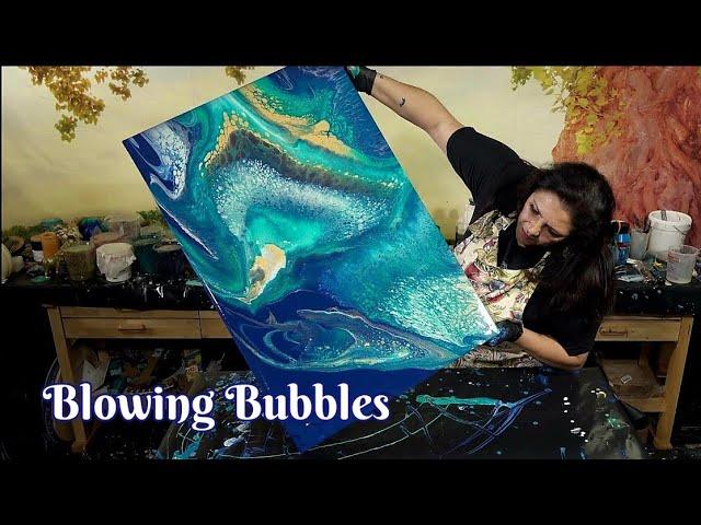 Blowing Bubbles ️Acrylic Open Cup Technique with Leafblower!