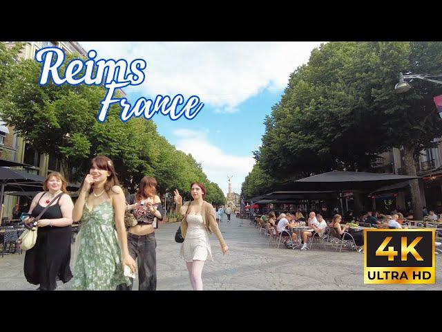 Reims France Street Walking Tour【4K, 60fps】Tour à pied  جولة في مدينة رانس فرنسا