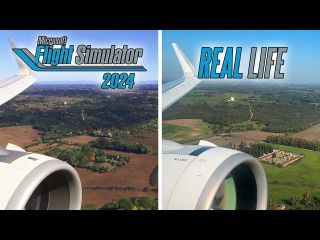 Microsoft Flight Simulator 2024 (FS2024) vs Real Life | Landing in Rome Fiumicino