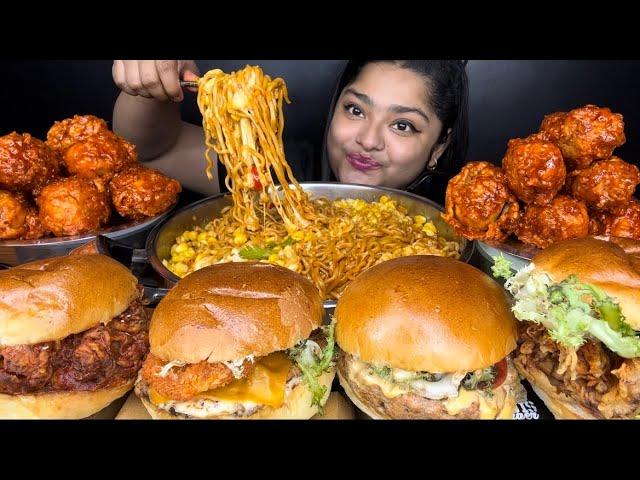 SPICY KOREAN FRIED CHICKEN, SPICY SAMYANG FIRE NOODLES WITH CHEESE, LOUIS CHICKEN BURGERS | EATING