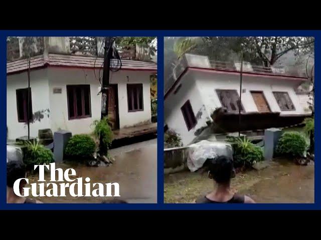 India: floodwaters sweep away house in Kerala