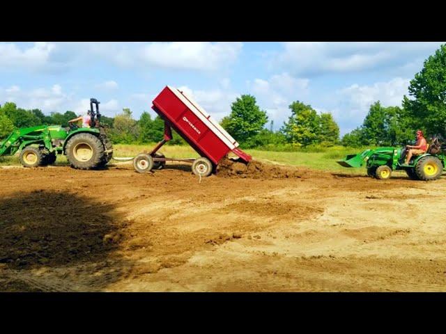 Moving Dirt Like a Farmer! - John Deere Tractors, Case Backhoe, and International Barge Wagon