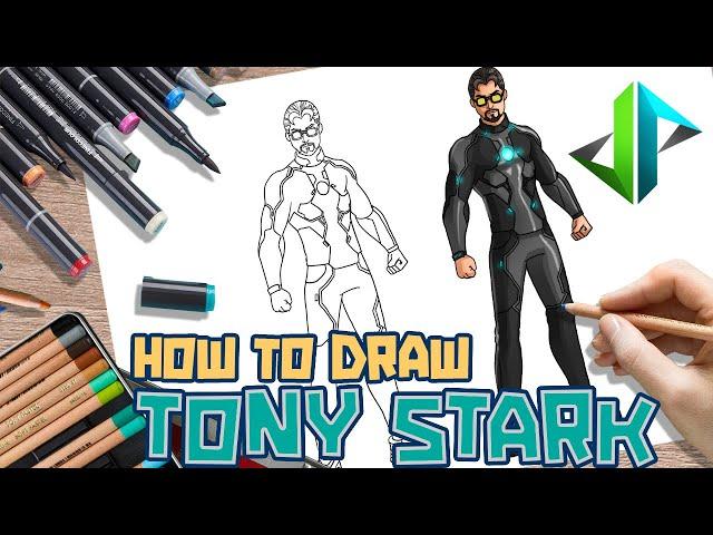 [DRAWPEDIA] HOW TO DRAW *NEW* TONY STARK SKIN from FORTNITE - STEP BY STEP DRAWING TUTORIAL