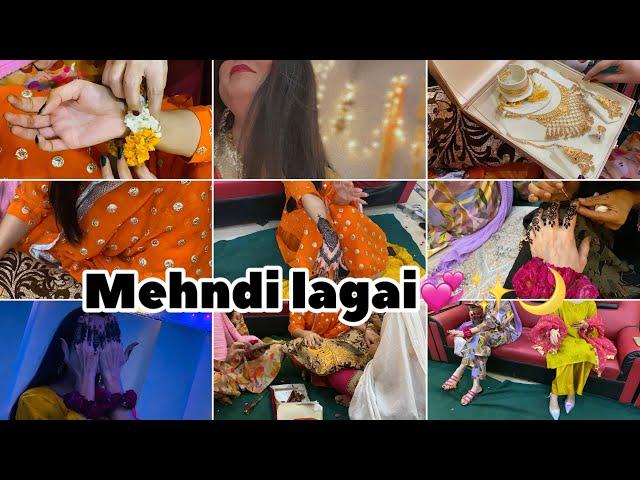 Sadia ki shadi|Mehndi lgai ki rasam|Dulhan ko mehndi lgaii🫶