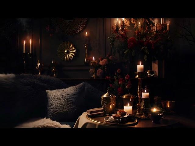 Elegant Evening Lounge:  Luxe Candles & Floral Decor ️ With Music & Grandfather Clock Ticking