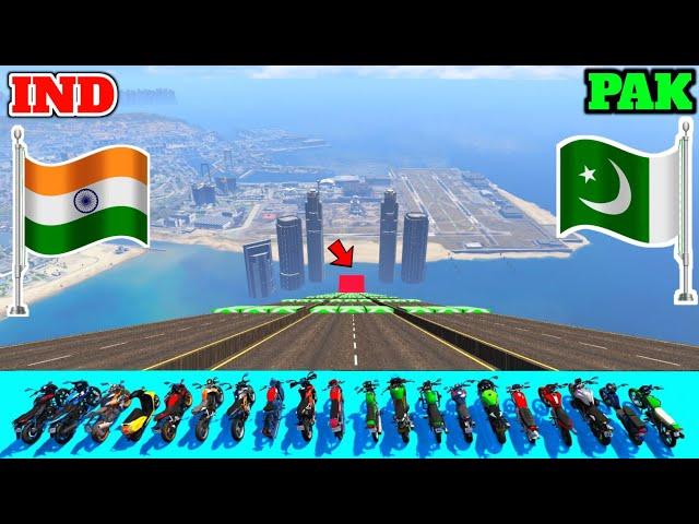 INDIA VS PAKISTAN | GTA 5 INDIA BIKES VS PAKISTAN BIKES LONG JUMPING CHALLENGE | Gta 5 Gameplay