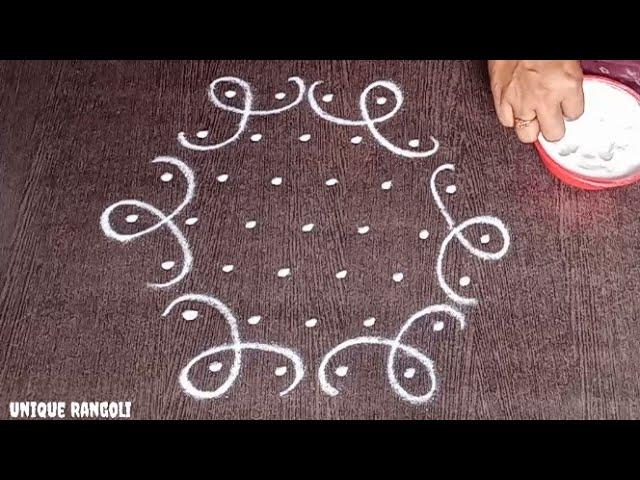 Latest sikku kolam with 7 dots | Beautiful rangoli design with 7 dots | Chikku muggu| Unique Rangoli