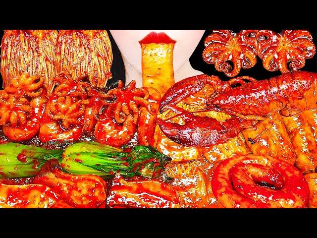 ASMR MUKBANG| Spicy FLEX Seafood Boil Lobster, Sausage, Octopus, Enoki Mushroom Cooking&Eating 먹방