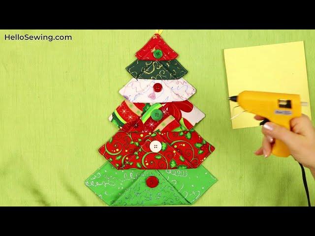 DIY Festive Fabric Christmas Tree Door Ornament out of SCRAPS and BUTTONS