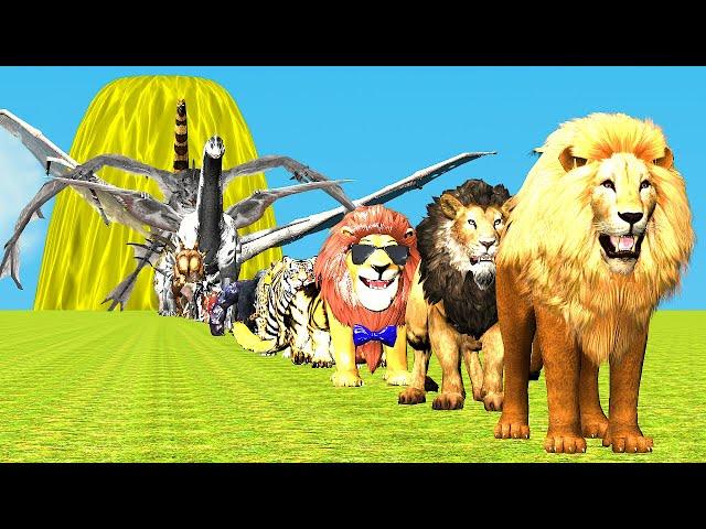 Paint Animals Gorilla Cow Lion Elephant Dinosaurs Dragons and T-Rex Fountain Crossing Animal Cartoon