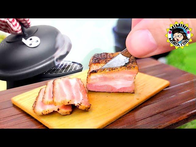 Cooked delicious smoked BACON in miniatures│Miniature Cooking