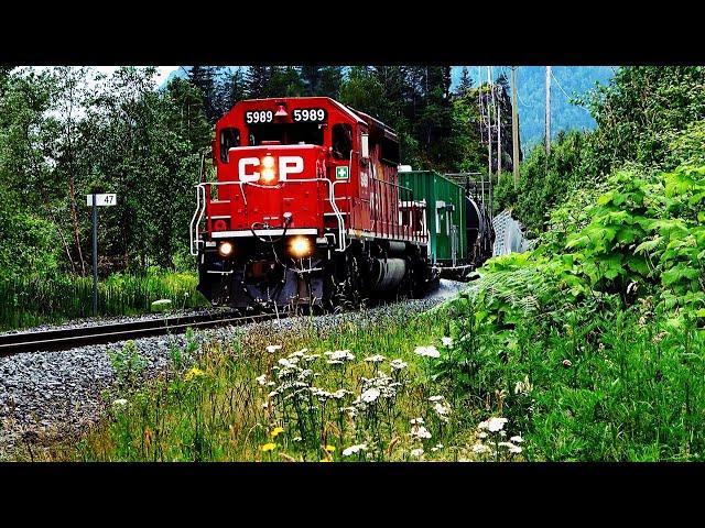 CHASING THE DAVEY SPRAY TRAIN! EMD SD40-2 LEADS WEED SPRAY TRAIN INTO THE FRASER CANYON!