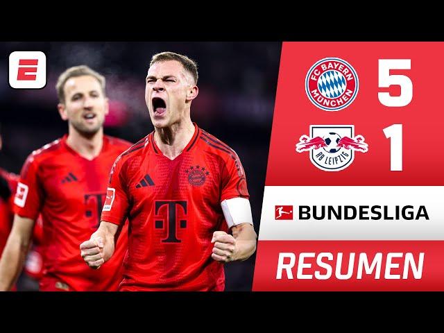 BAYERN MUNICH logró CATEGÓRICA VICTORIA al golear 5-1 al LEIPZIG. Sigue líder BUNDESLIGA | Resumen