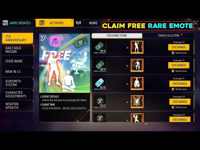 Free Emote |Free Fire New Event | Ff New Event | New Events In Free fire july