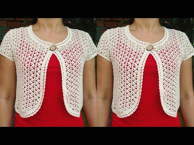 CROCHET JACKET New Crochet Mini Jacket pattern crochet bolero pattern crochet top blouse stitch