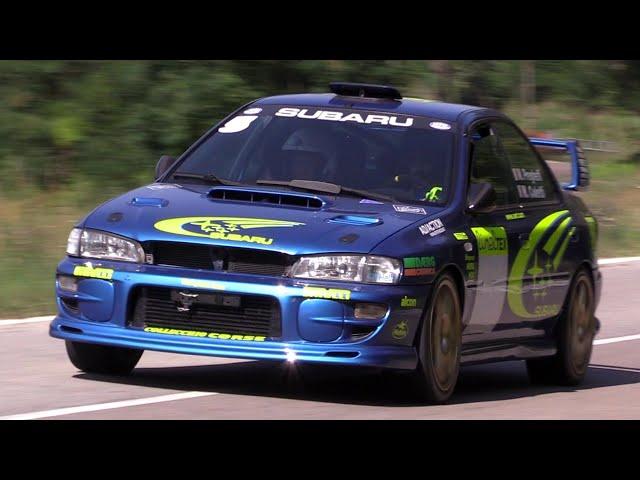 400HP Subaru Impreza STi GC8 - Hillclimb & slalom racing, on board & turbo sound