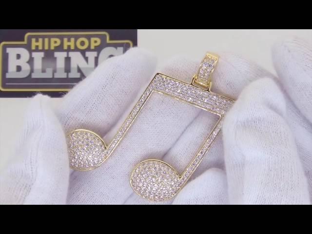 Music Note Gold Bling Bling Pendant | Hip Hop Music