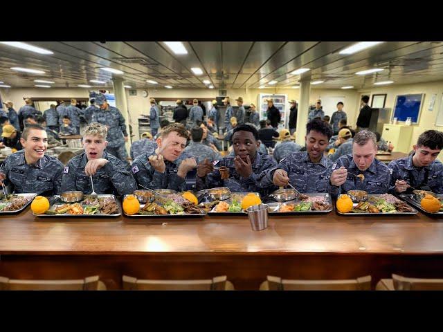 British Students go to a Korean Aircraft Carrier Cafeteria!!