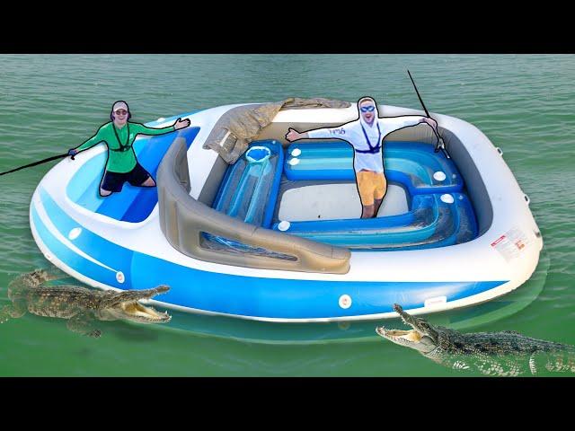 Searching for LAKE MONSTER In Giant Inflatable Raft! (Did we find it?)