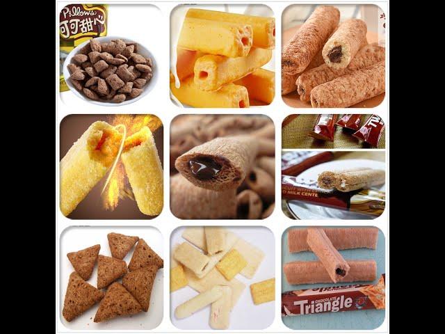 Chocolate filling corn puffed snacks food process line Co-extrusion snacks Machine Core filled