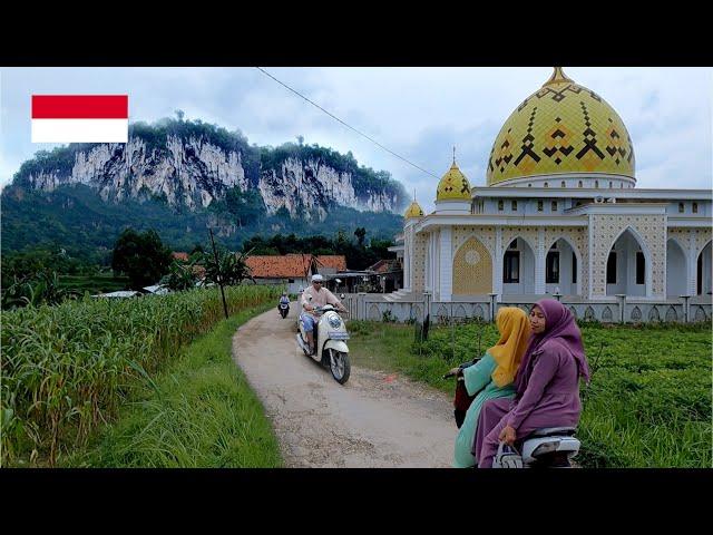 village life in indonesia, walking visiting the village under the mountain in rural Indonesia