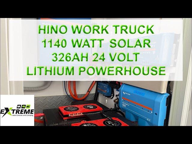 HINO 1140watt solar/326ah 24volt portable powerhouse, fridges, power, tools on site, equipment.￼