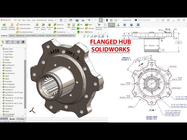 Flanged Hub Design in SolidWorks | SolidWorks Tutorial