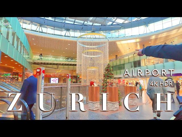 ZURICH AIRPORT  How to get from the airport to the city center / Switzerland at Christmas time 4K