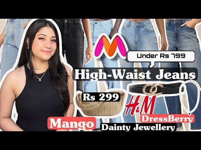 Myntra High-Waist Jeans Haul *Under Rs 799* | Trendy Jeans, Jewellery, Bags & More| Renigraphy