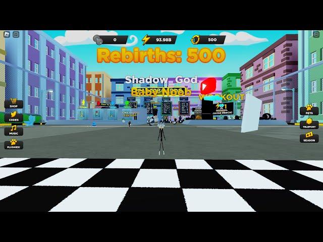 Getting 500 rebirths in #roblox strongman simulator!!!!!