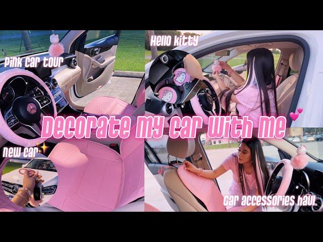 DECORATE MY NEW CAR WITH ME | car tour + car accessories haul (pink, sparkly, & hello kitty)