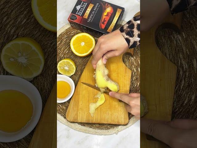 Лечим простуду ЗА ДЕНЬ! Чудо ЧАЙ при простуде ️ Для начала дольками нарезаем апельсин лимон имбирь