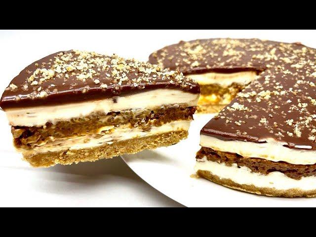 Tender chocolate and nut dessert! No baking! No gelatin!