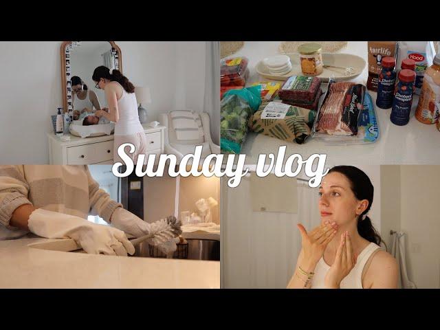 SUNDAY VLOG: day in the life of a mom, skincare routine, weekly grocery haul, mom struggles + more