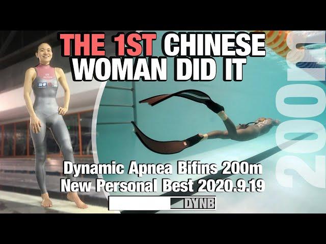 Lisa Zhang - DYNB 200m DYN BIFINS Freediving Pool China Female, 2020