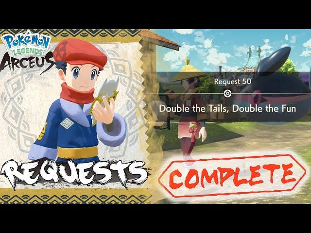 Pokemon Legends Arceus Request 50 Walkthrough "Double the Tails Double the Fun" Unlock & Guide