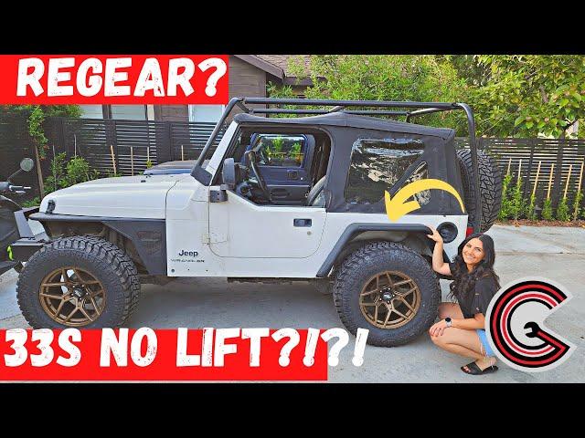 Episode 14: 33 Inch Tires NO LIFT on a STOCK 4 Cylinder Wrangler?!?! Check it OUT!