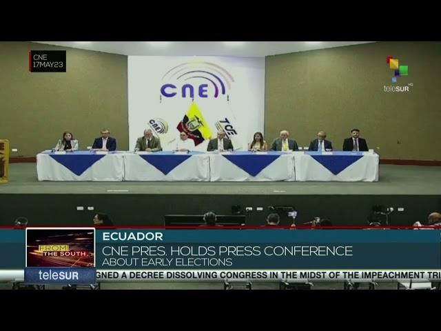 Ecuador's CNE announces deadline to call elections