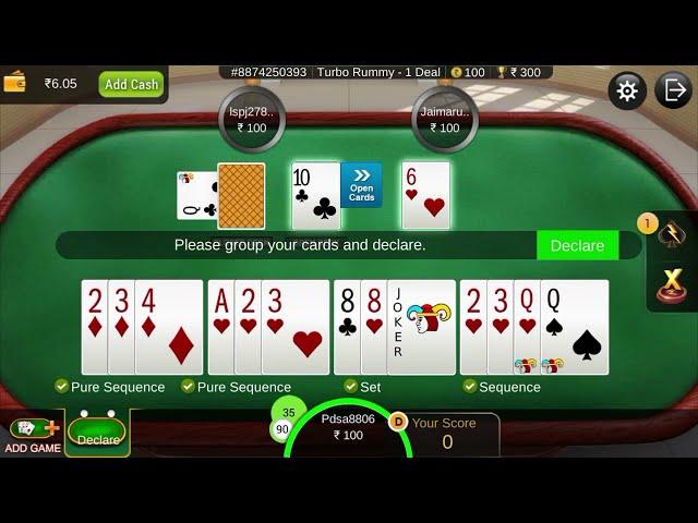 Rummycircle Turbo Rummy Rs 100 || Rummy circle