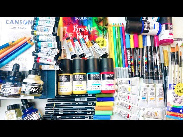 Mixed media art haul, swatches & using it ALL! HOW to create mixed media art