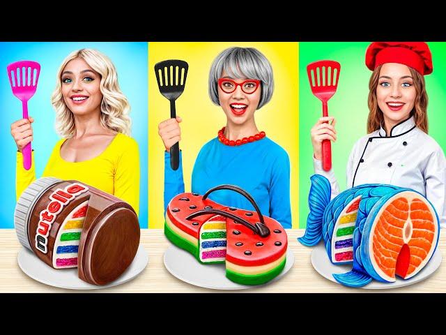 Me vs Grandma vs Chef Cooking Challenge! Cake Decorating Food Situations by RATATA BOOM