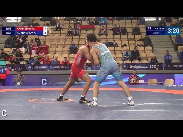 Qual. GR - 71 kg: R. AKHMEDOV (RUS) df. A. KUANYSHOV (KAZ) by VPO1, 2-1