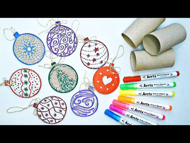 11 Easy Christmas Craft Ideas with Toilet Paper Rolls & Arrtx Acrylic Markers / New Year's Ornaments