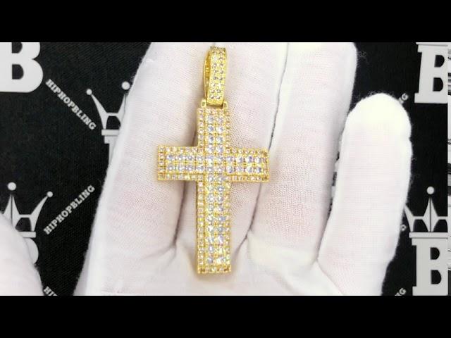 Gold Box Cross Hip Hop Bling Bling Pendant | Iced Out Jewelry