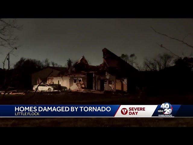 Little Flock homes severely damaged by tornado